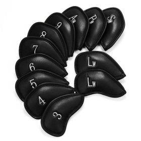 Leather Head Cover Golf Iron Club Headcover, 12Pcs