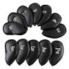 Leather Head Cover Golf Iron Club Headcover, 12Pcs