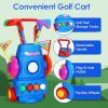 Toddler Golf Set with 4 Balls 4 Clubs 2 Holes 2 Flags Golf Cart Indoor Outdoor Golf