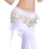 Chiffon White Belly Dance Scarf With Dangling Gold Coins Belt Skirt