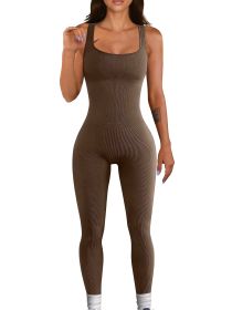 Women's Suspender Tank Top Tights (Option: Coffee-S)