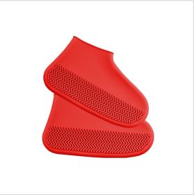 Men and women hiking slip wearable easy to carry silicone rain boots (Option: Red-M)