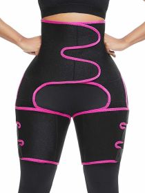 Sweat High Waist Thigh Trimmer Butt Lifter Shapewear Belt 3 In 1 Adjustable Belt (Option: Pink-2XL 3XL)