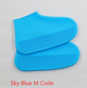 Men and women hiking slip wearable easy to carry silicone rain boots (Option: Sky Blue M Code-M)