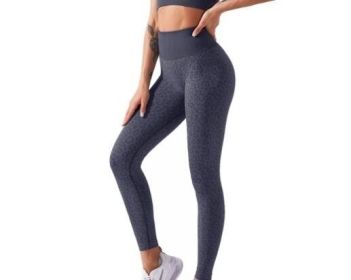 Leopard Print Yoga Fitness Leggings (Color: Gray, size: S)