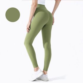 High Waist Naked feeling Leggings Push Up Sport Women Fitness Running Yoga Pants Energy Seamless Leggings Gym Girl leggings (Color: Style8Avocado Green, size: L)