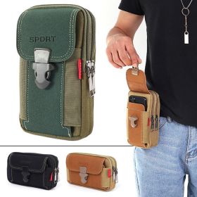 'HIM' Sport Belt Waist Canvas Bag (Color: Green, Direction: Horzontal)