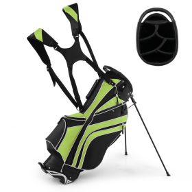 Golf Stand Cart Bag with 6-Way Divider Carry Pockets (Color: Green)