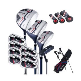 11 Pieces Complete Golf Club Package Set (Color: Blue)