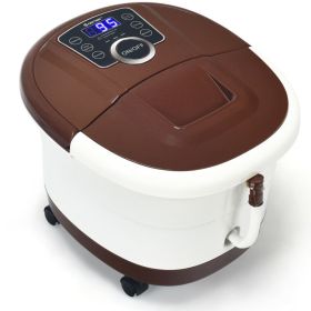 Shiatsu Portable Heated Electric Foot Spa Bath Roller Motorized Massager (Color: brown)