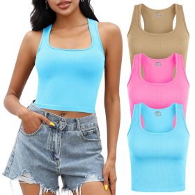 3-piece H-shaped vest (Color: LightCoffee+Blue+Pink, size: S)