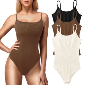 3-piece camisole bikini shapewear (Color: Black+Coffee+Beige, size: S)