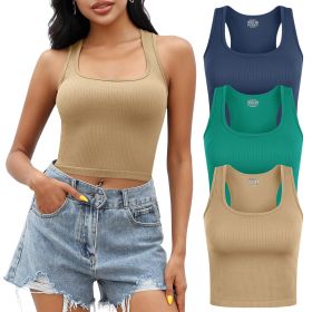 3-piece H-shaped vest (Color: LightCoffee+Navy+Green, size: M)