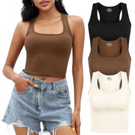 3-piece H-shaped vest (Color: Black+Coffee+Beige, size: S)